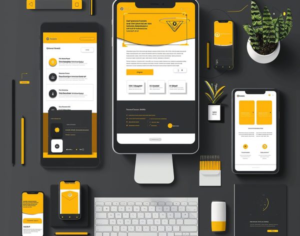 smart-phone-with-yellow-case-that-says-company-screen